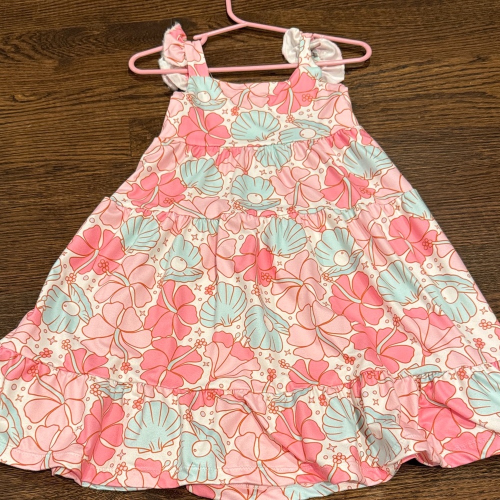 Mila & Rose Pink and Blue Floral Shells Kids Dress size 2t